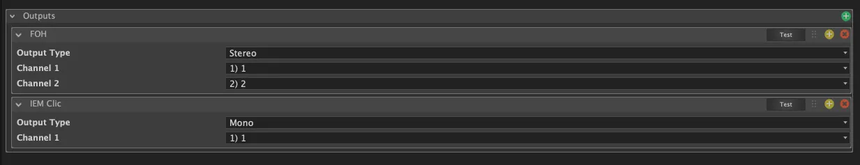 Configuration des outputs d'une interface audio