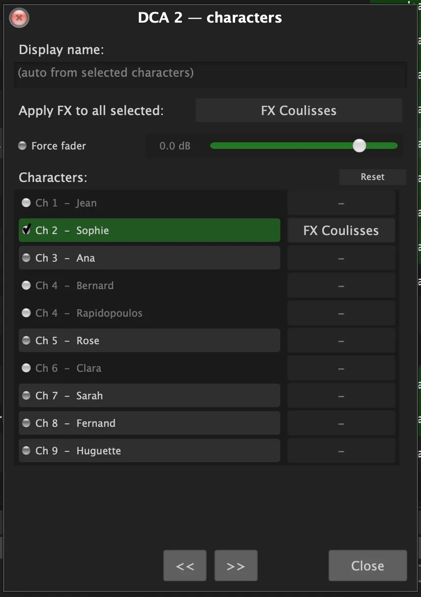 Configuration via le deck d'une DCA Cue