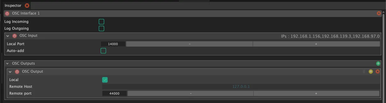 Configuration d'une interface OSC
