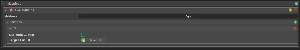 Configuration du mapping de l'interface OSC