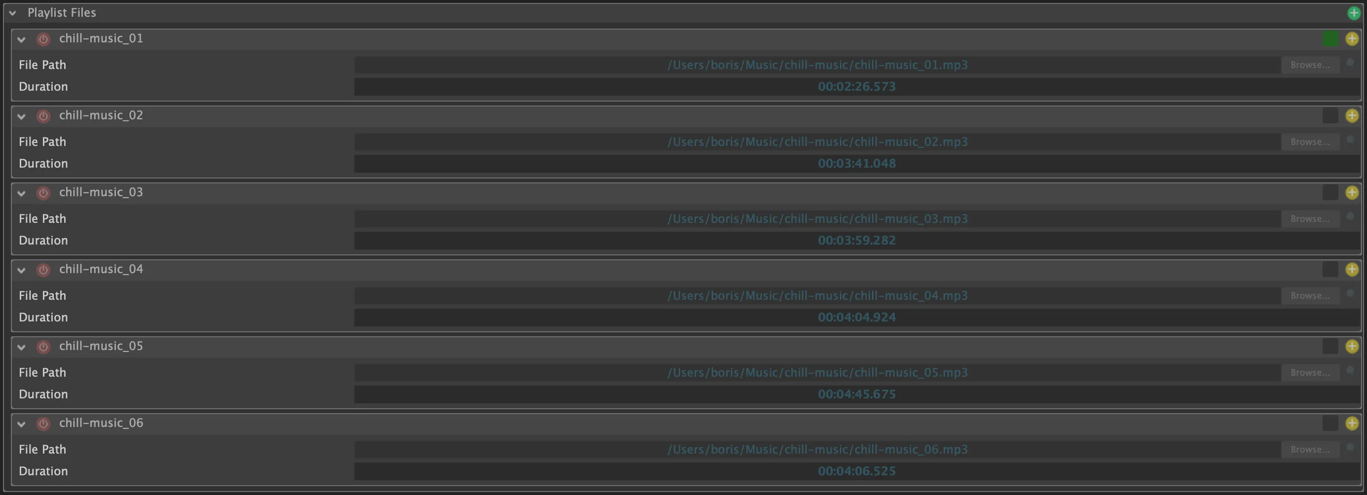 Configuration des fichiers d'une Playlist Cue